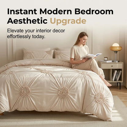 Purpose-Built Soft Touch Pinch Pleat Duvet Set – Brushed Microfiber