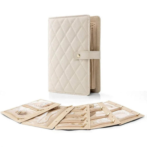 Space-Saving Elegant Portable Checkered Jewelry Storage