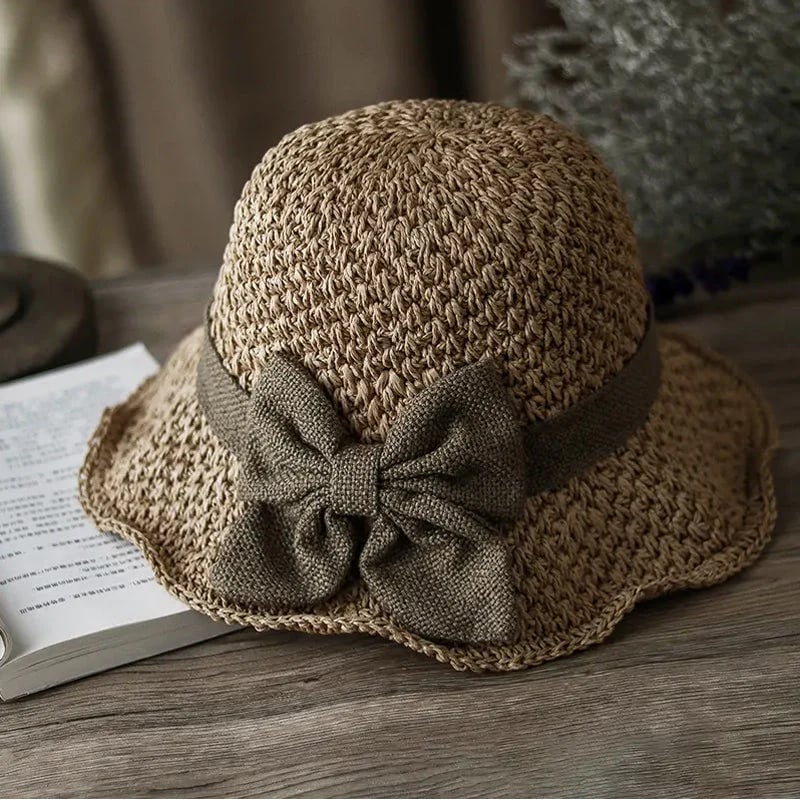 Chic Woven Straw Sun Hat with Elegant Bow
