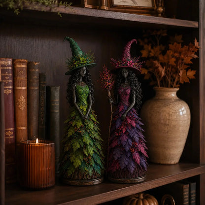 Enchanted Autumn Witch Figurine for Halloween and Fall Decor