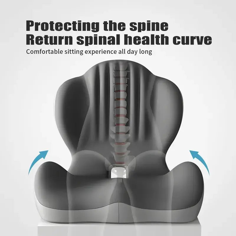 Memory Foam Seat Cushion with Ergonomic Lumbar and Back Support