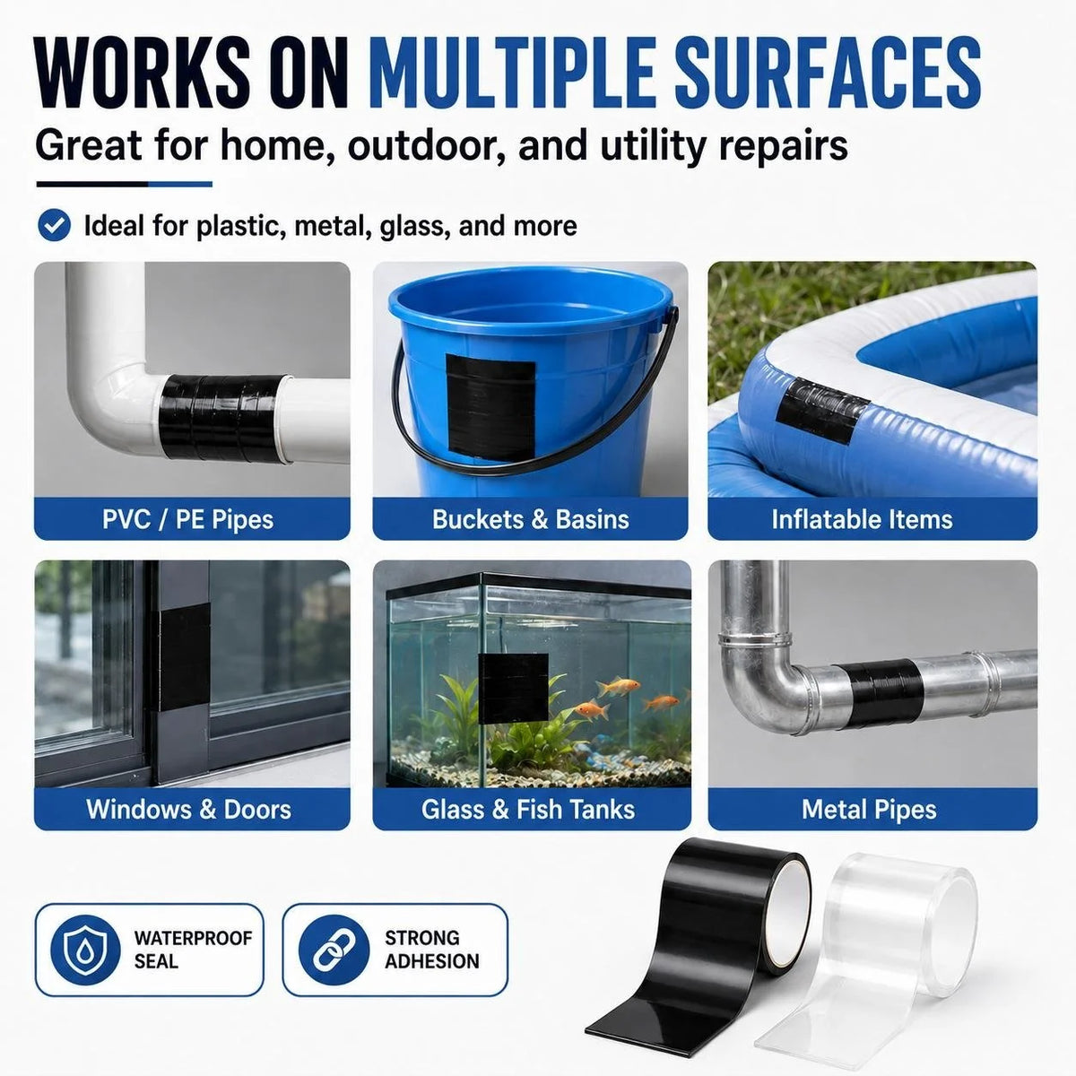 Purpose-Built Waterproof Repair – Self-Adhesive PVC Leak Sealing Tape