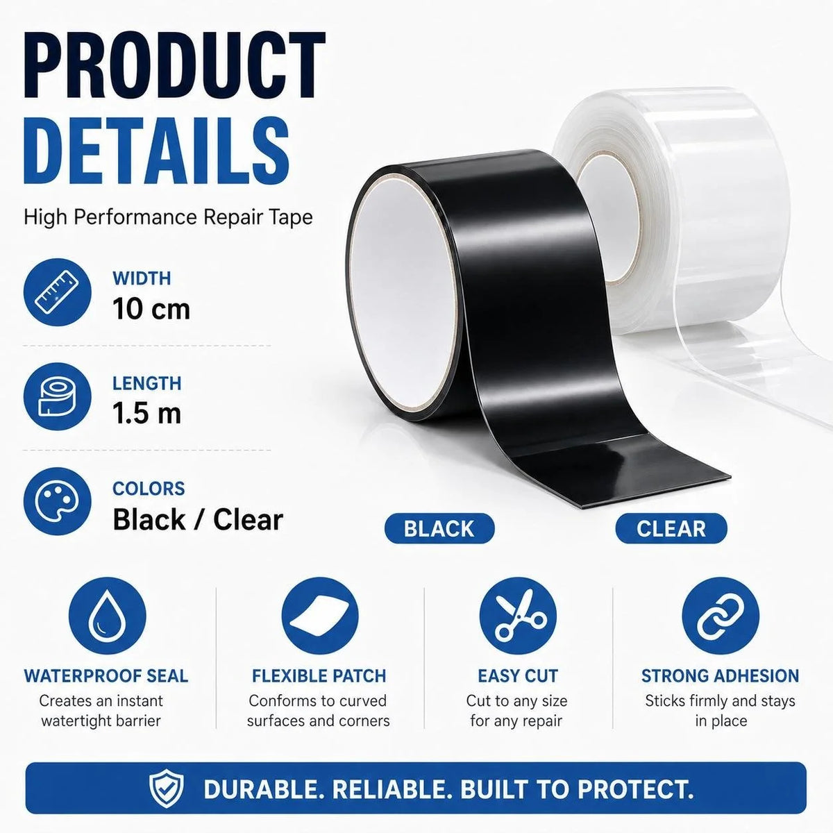 Purpose-Built Waterproof Repair – Self-Adhesive PVC Leak Sealing Tape
