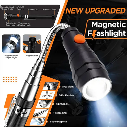 Extendable Telescoping Magnetic Pickup Tool with LED Flashlight