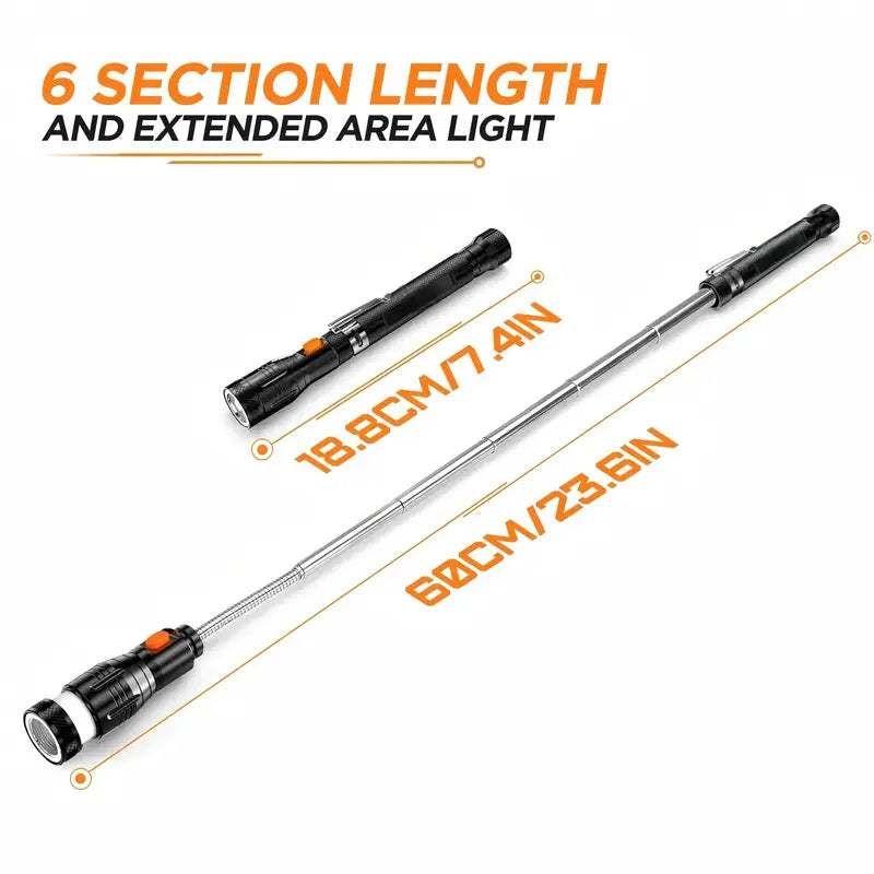 Extendable Telescoping Magnetic Pickup Tool with LED Flashlight
