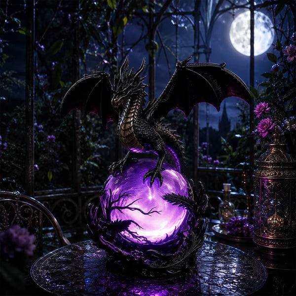 Illuminated Dragon Crystal Sphere for Gothic Room Displays