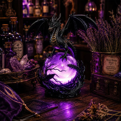 Illuminated Dragon Crystal Sphere for Gothic Room Displays