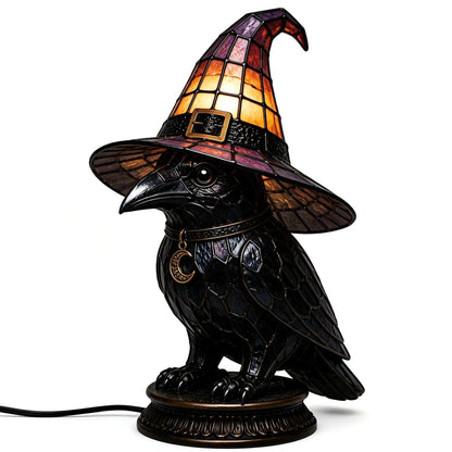 Decorative Exclusive Item Gothic Stained Glass Witch Black Cat Table