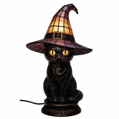 Decorative Exclusive Item Gothic Stained Glass Witch Black Cat Table