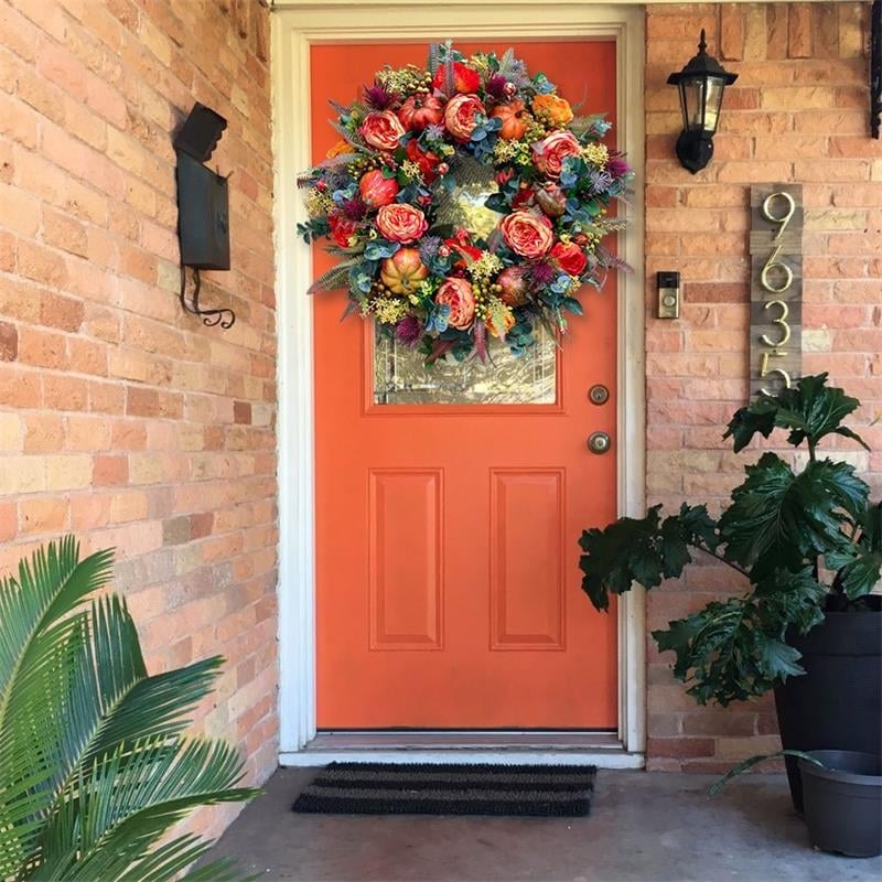 Purpose-Built Handmade Fall Peony And Pumpkin Wreath - Year Round