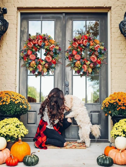 Purpose-Built Handmade Fall Peony And Pumpkin Wreath - Year Round
