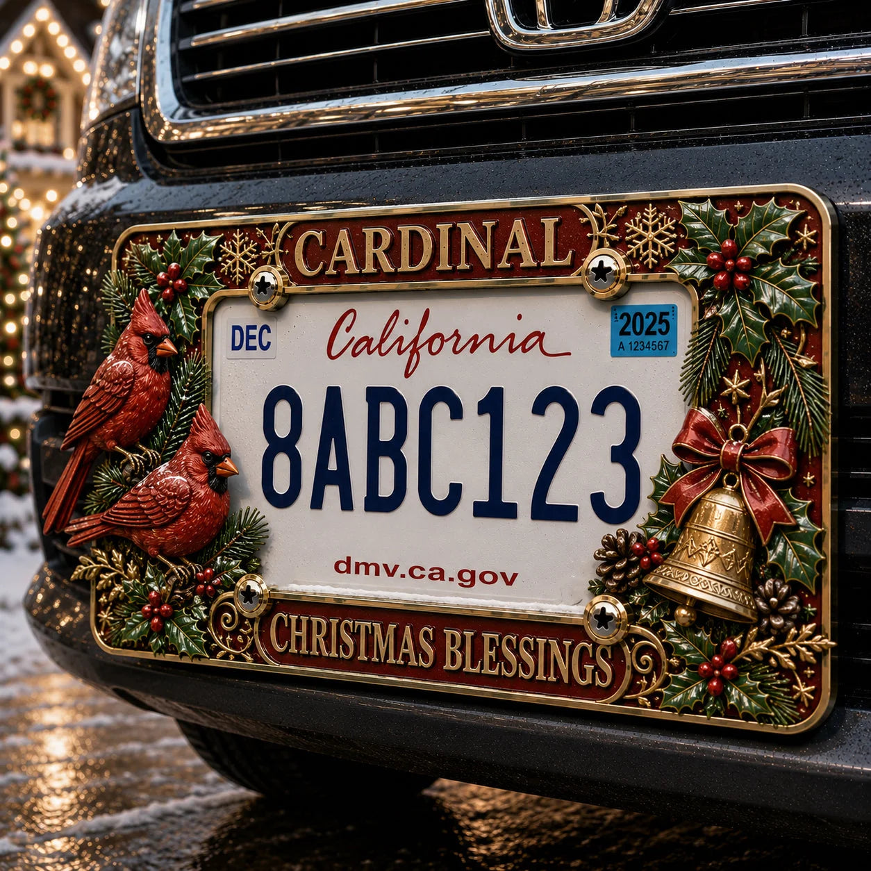 Purpose-Built License Plate Frame – Festive Style for Every