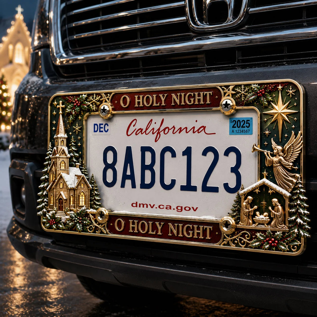 Purpose-Built License Plate Frame – Festive Style for Every