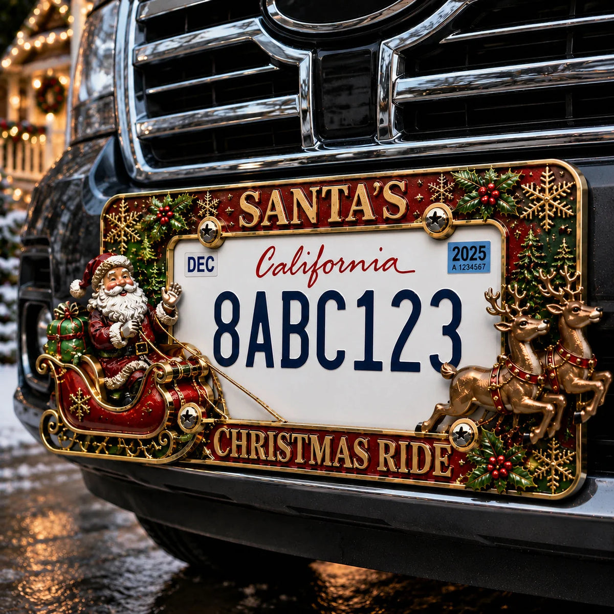 Purpose-Built License Plate Frame – Festive Style for Every