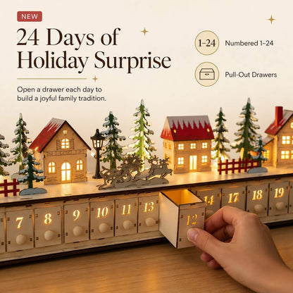 Purpose-Built Wooden Village Advent Calendar With Led