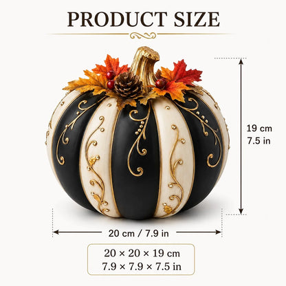 Lighted Black and Ivory Pumpkin Halloween Decor with Remote Control