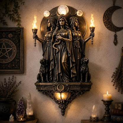 Decorative Triple Goddess Hecate LED Wall Sconce – Wiccan Witchy