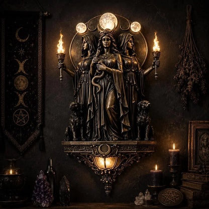 Decorative Triple Goddess Hecate LED Wall Sconce – Wiccan Witchy