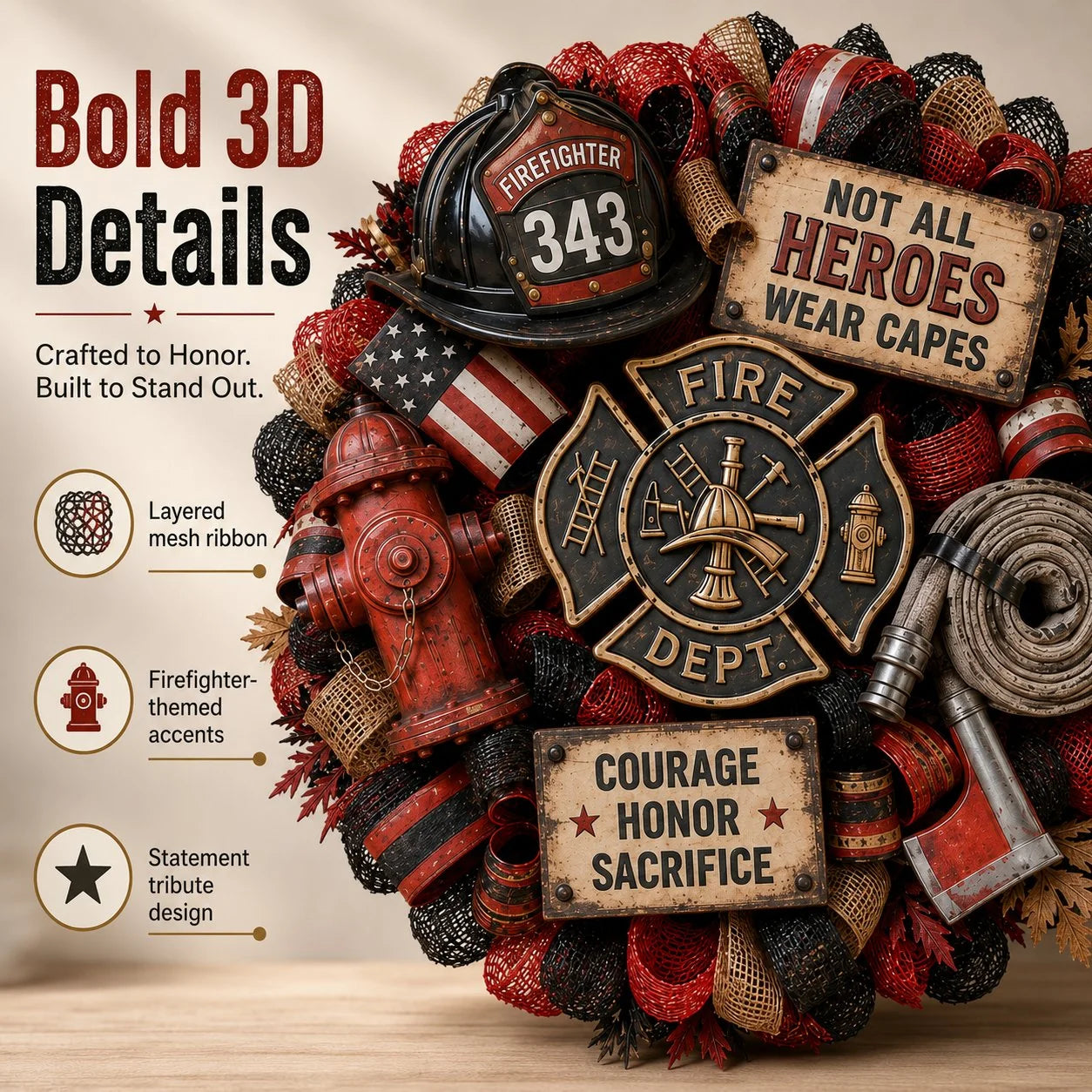Purpose-Built Honor the Brave – Handcrafted Firefighter Tribute