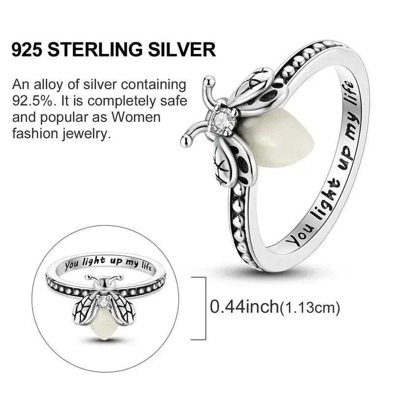 Distinctive Firefly Glow Ring S925 Silver – Luminous Nature-Inspired