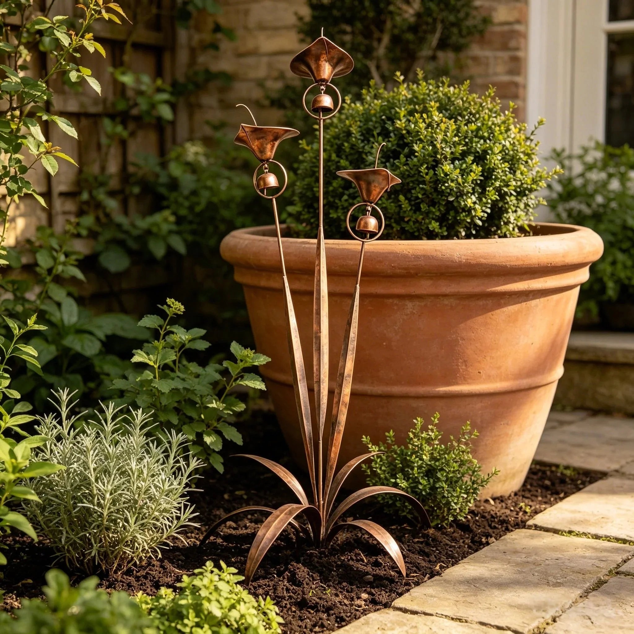 Copper Calla Lily Garden Chime Set for Gentle Outdoor Sound