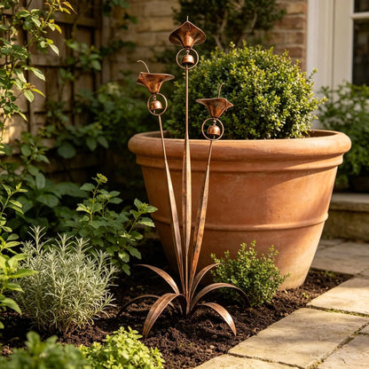 Copper Calla Lily Garden Chime Set for Gentle Outdoor Sound