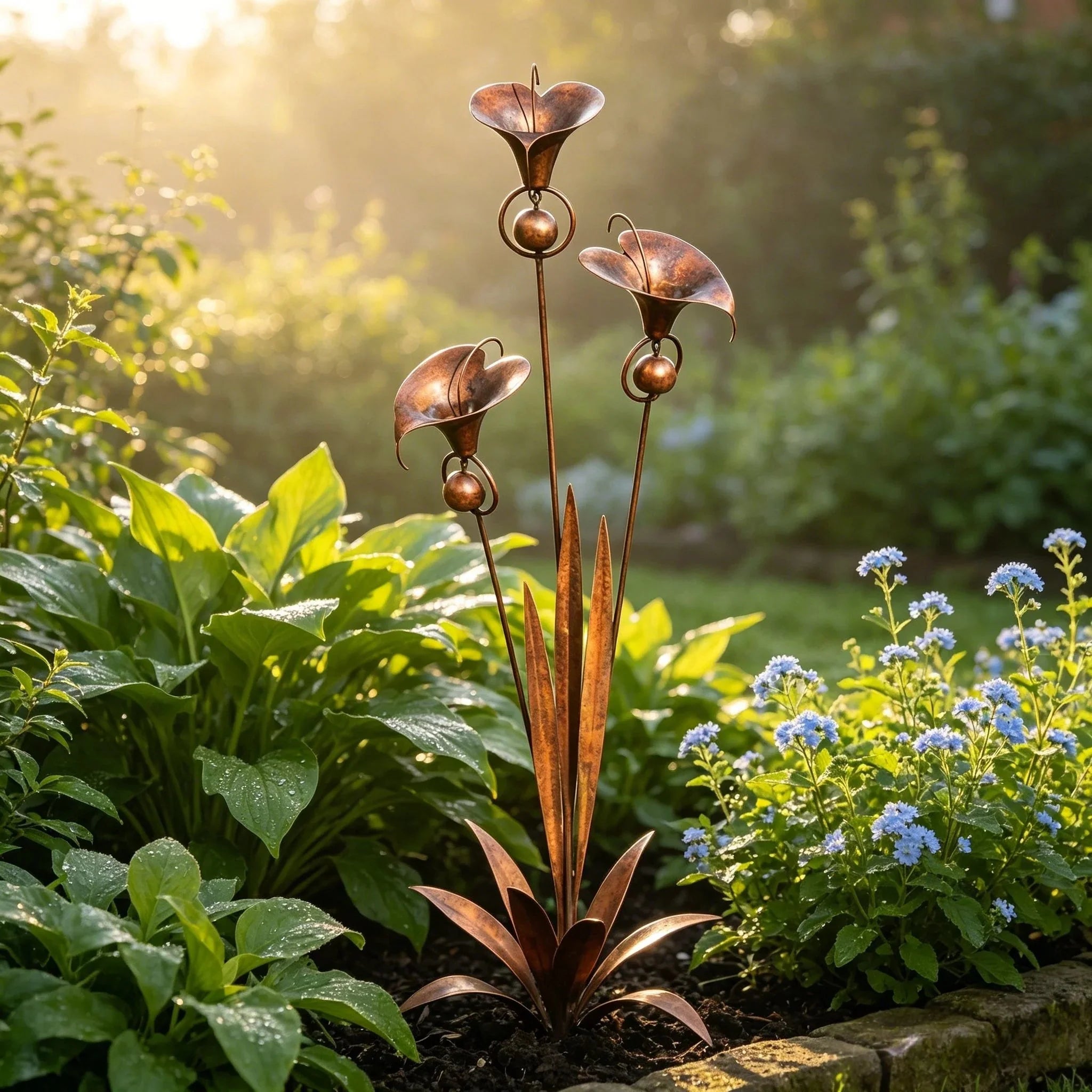 Copper Calla Lily Garden Chime Set for Gentle Outdoor Sound