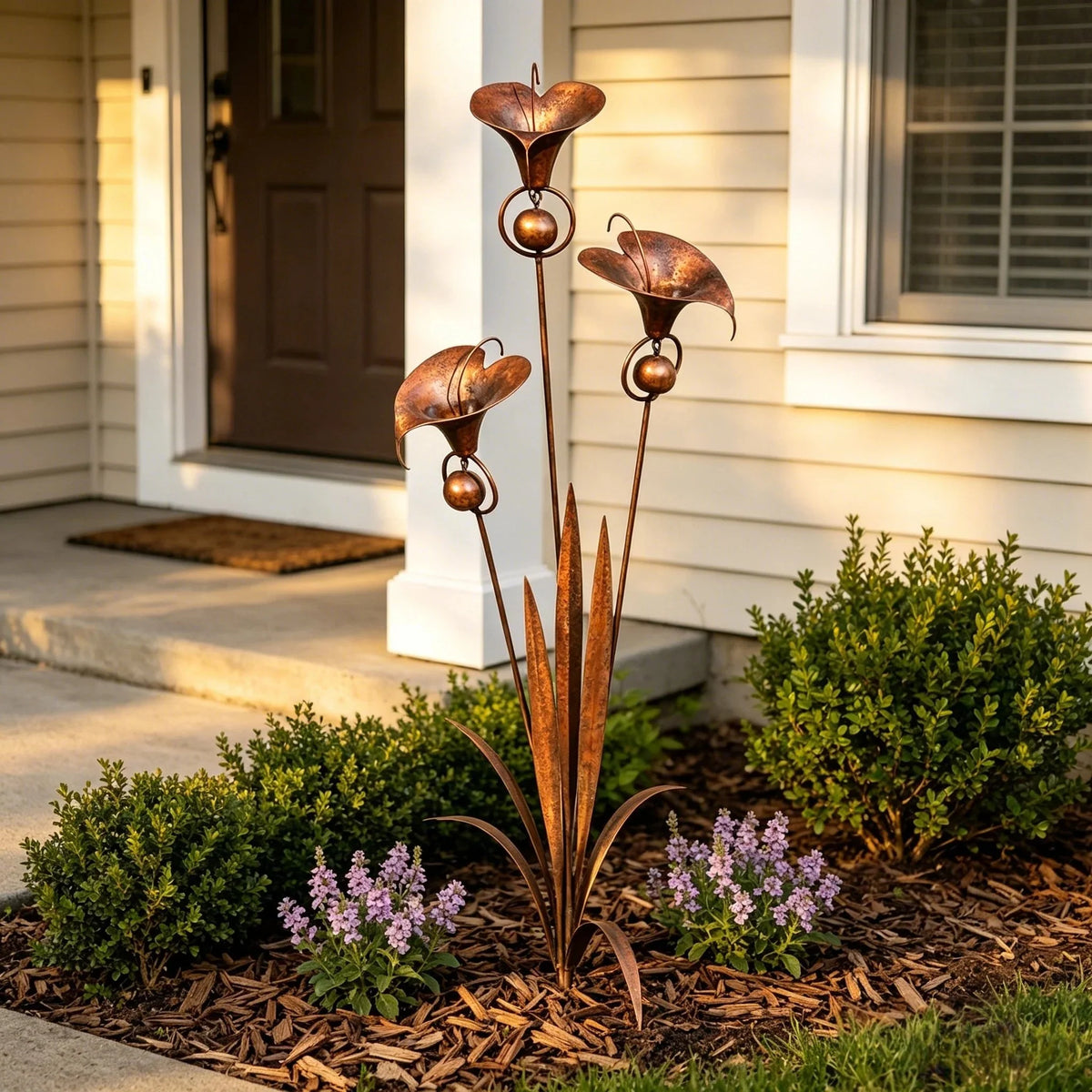 Copper Calla Lily Garden Chime Set for Gentle Outdoor Sound