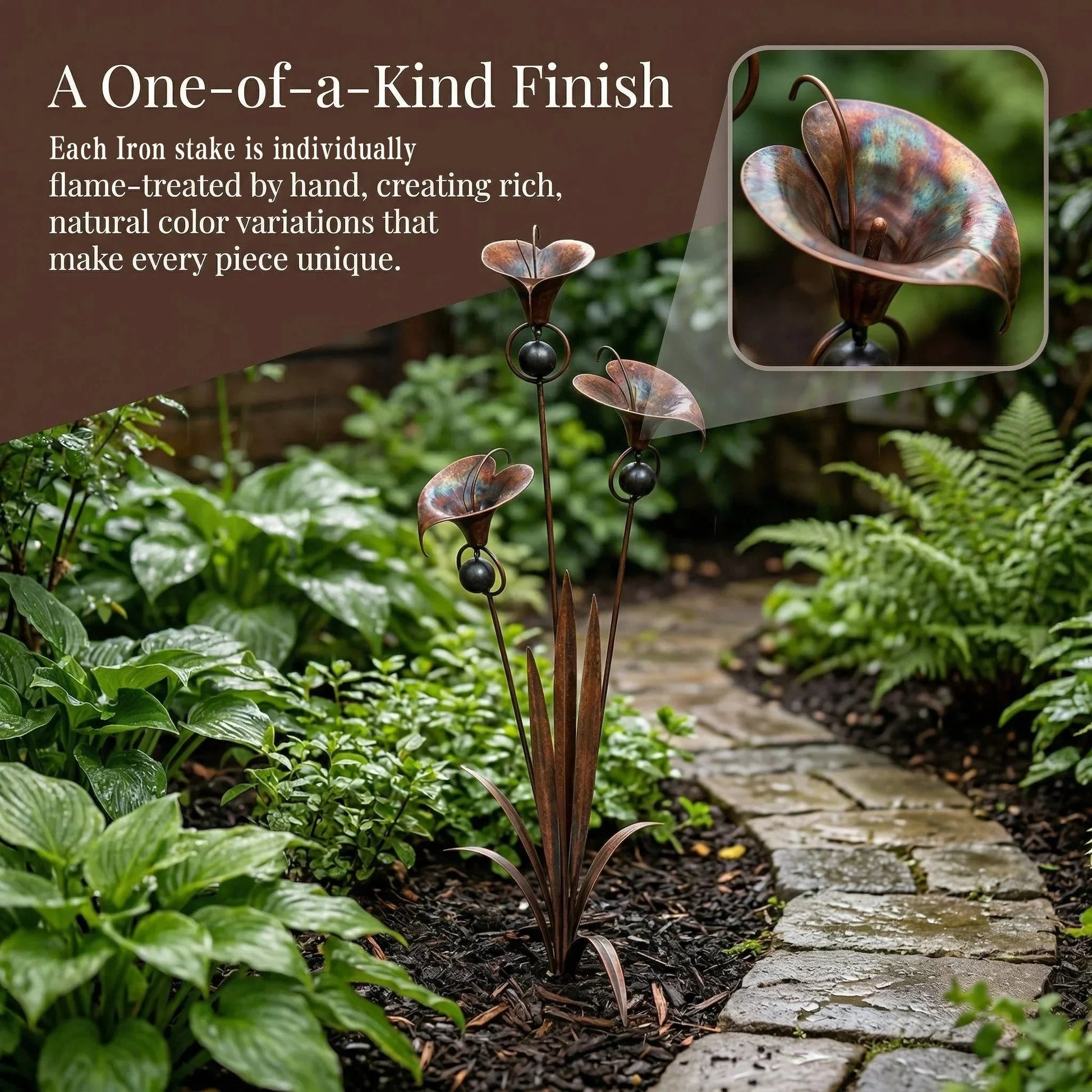 Copper Calla Lily Garden Chime Set for Gentle Outdoor Sound
