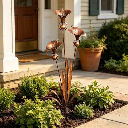 Copper Calla Lily Garden Chime Set for Gentle Outdoor Sound