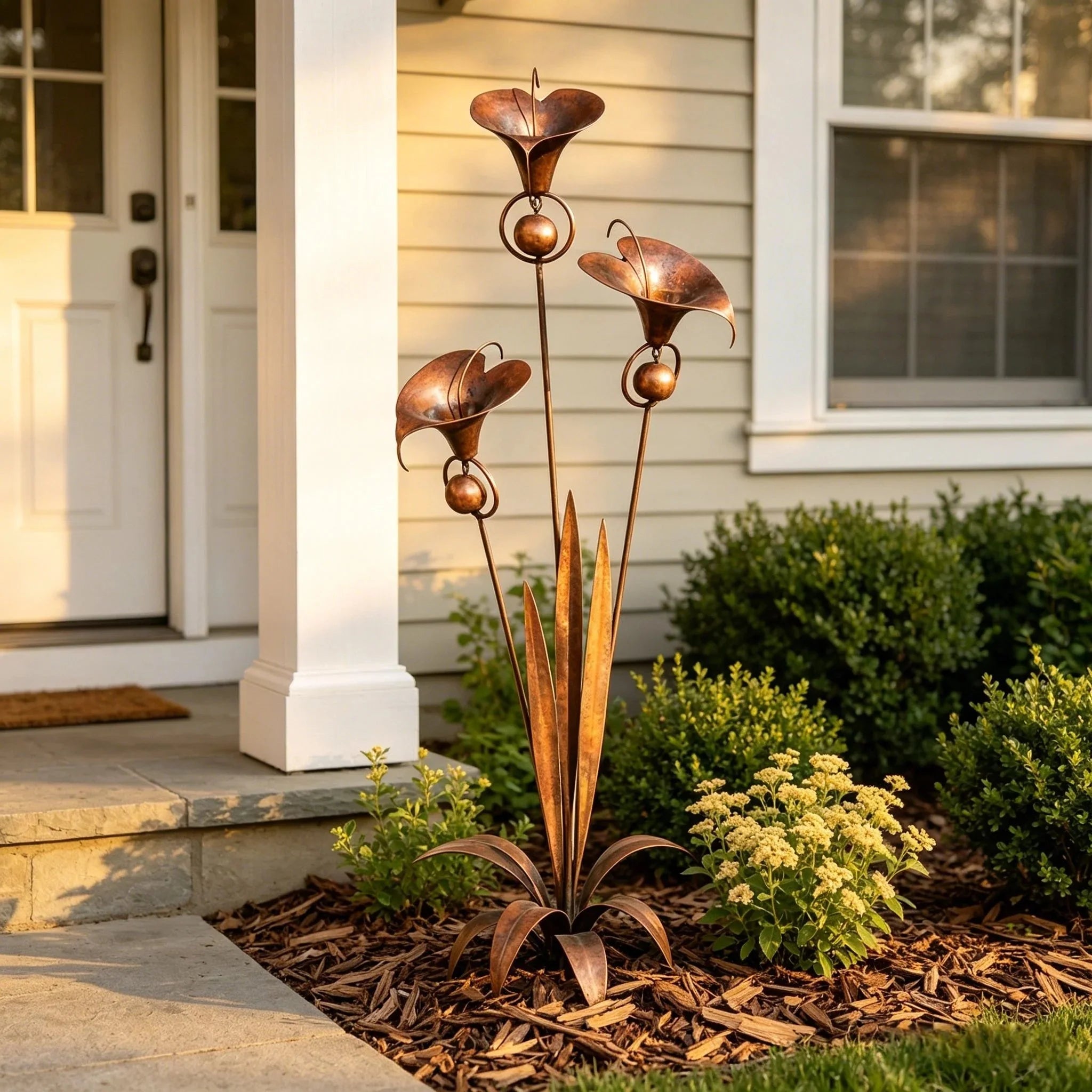 Copper Calla Lily Garden Chime Set for Gentle Outdoor Sound