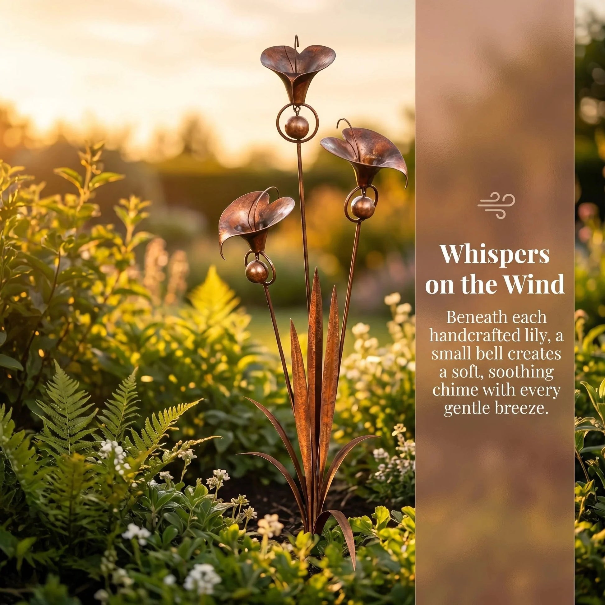 Copper Calla Lily Garden Chime Set for Gentle Outdoor Sound