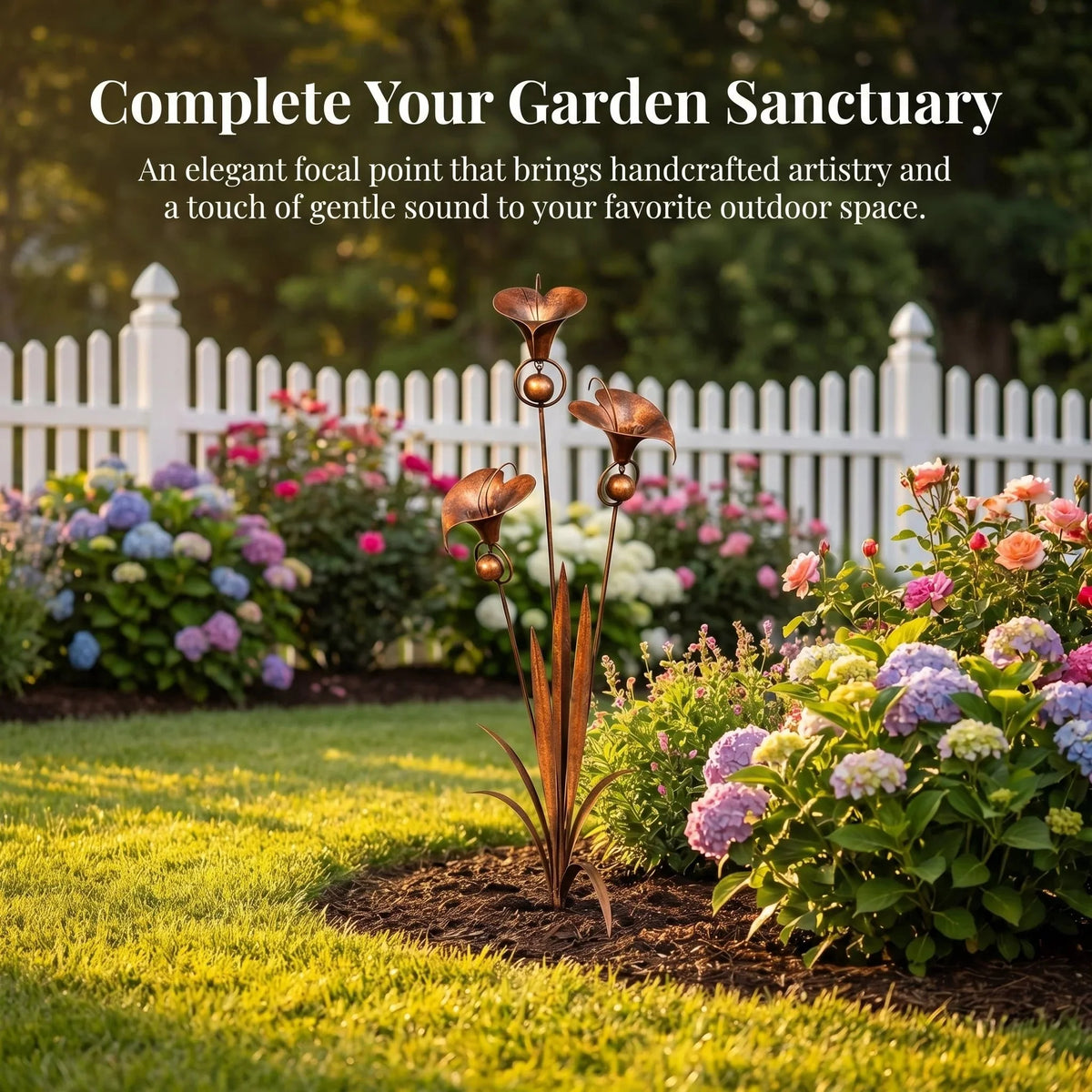 Copper Calla Lily Garden Chime Set for Gentle Outdoor Sound