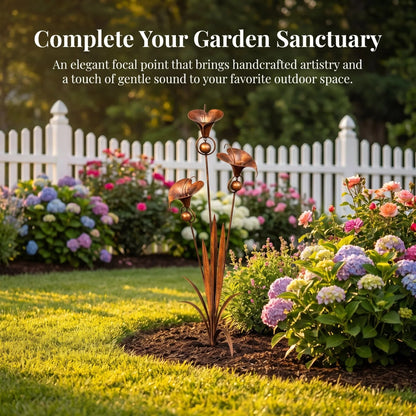 Copper Calla Lily Garden Chime Set for Gentle Outdoor Sound
