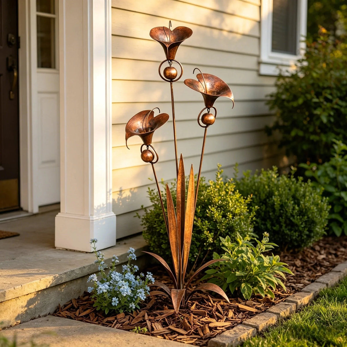 Copper Calla Lily Garden Chime Set for Gentle Outdoor Sound
