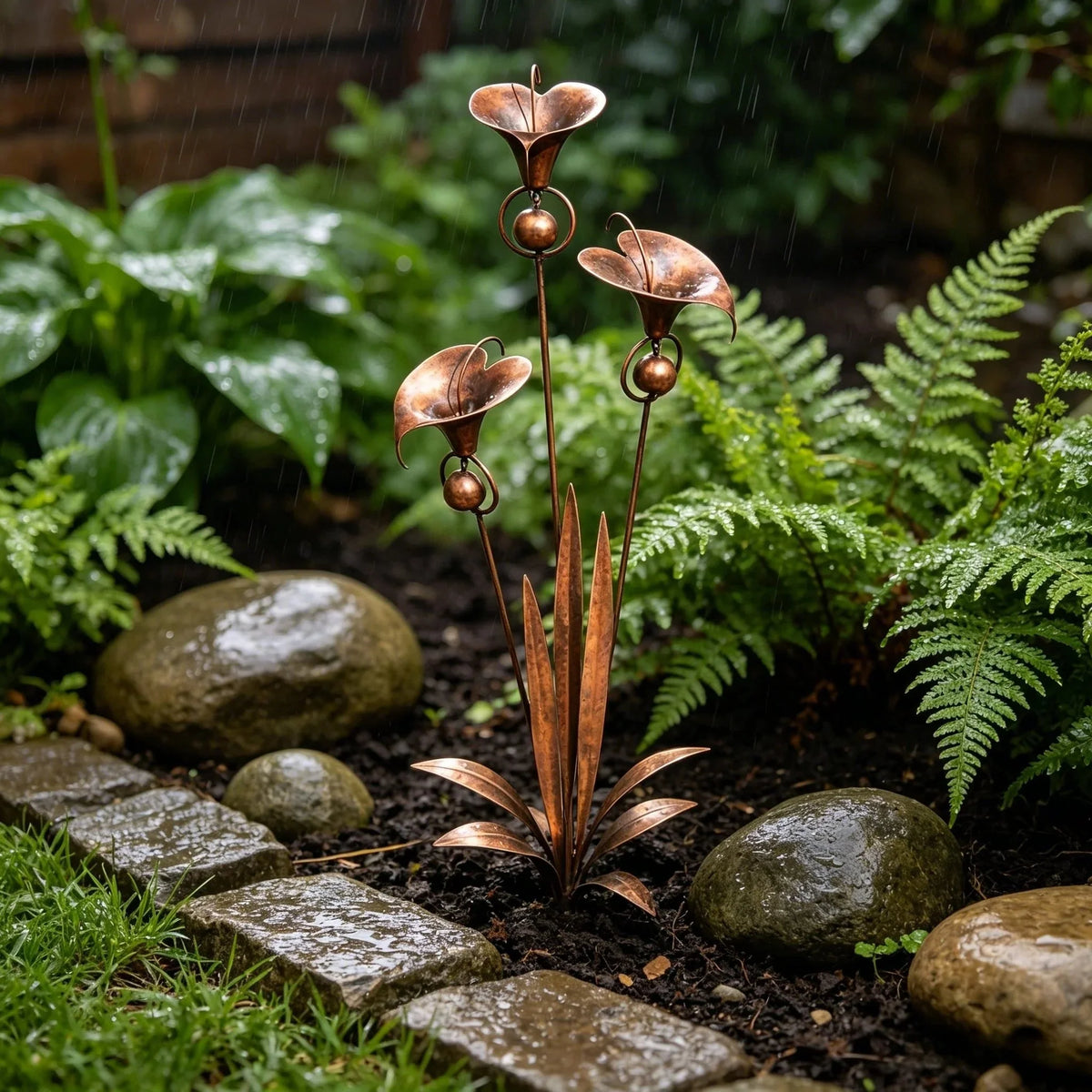 Copper Calla Lily Garden Chime Set for Gentle Outdoor Sound