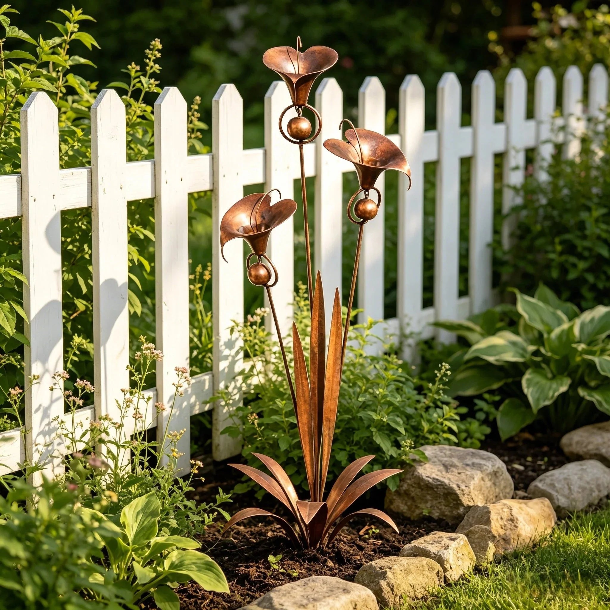 Copper Calla Lily Garden Chime Set for Gentle Outdoor Sound