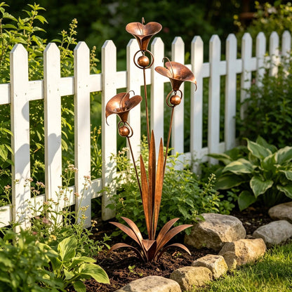 Copper Calla Lily Garden Chime Set for Gentle Outdoor Sound