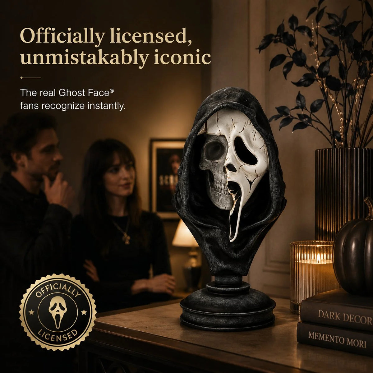 Purpose-Built Ghost Face Skeleton Bust Statue for Everyday Use