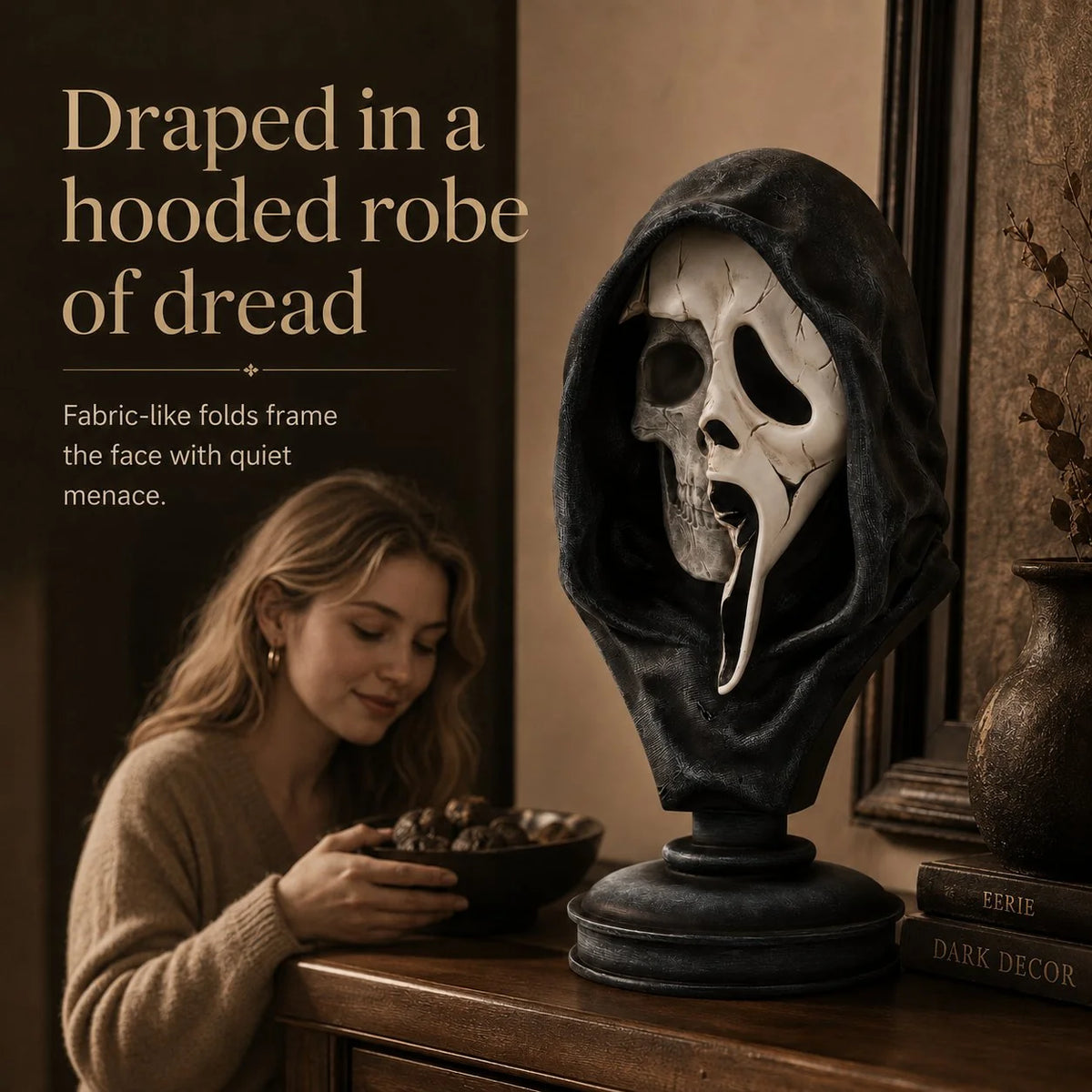 Purpose-Built Ghost Face Skeleton Bust Statue for Everyday Use