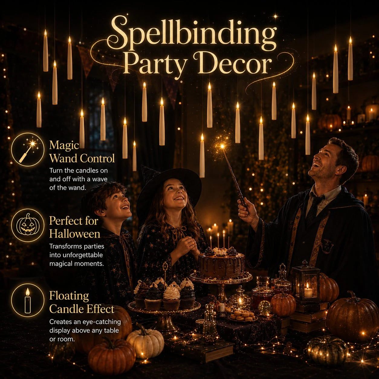 Purpose-Built Floating LED Candles with Wand Remote – Flameless