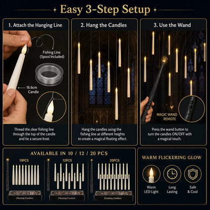 Purpose-Built Floating LED Candles with Wand Remote – Flameless
