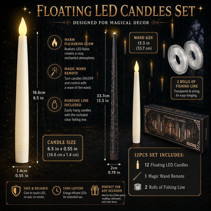 Purpose-Built Floating LED Candles with Wand Remote – Flameless