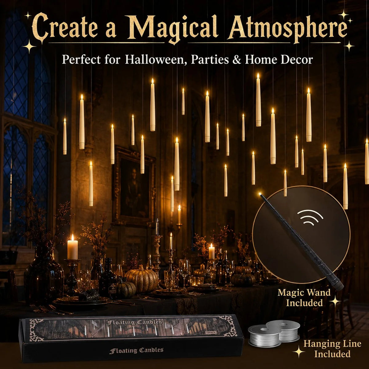 Purpose-Built Floating LED Candles with Wand Remote – Flameless