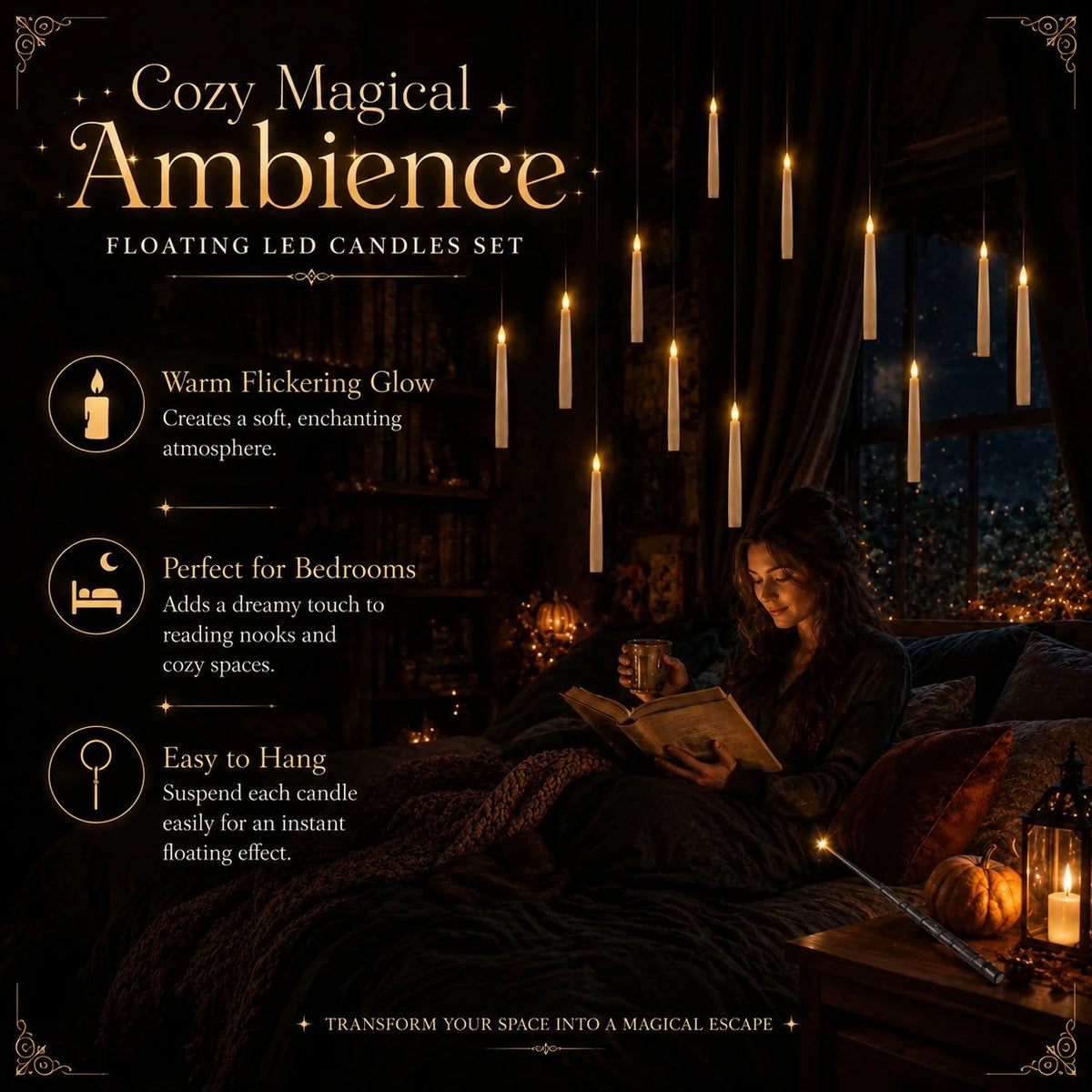 Purpose-Built Floating LED Candles with Wand Remote – Flameless