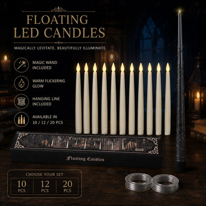 Purpose-Built Floating LED Candles with Wand Remote – Flameless