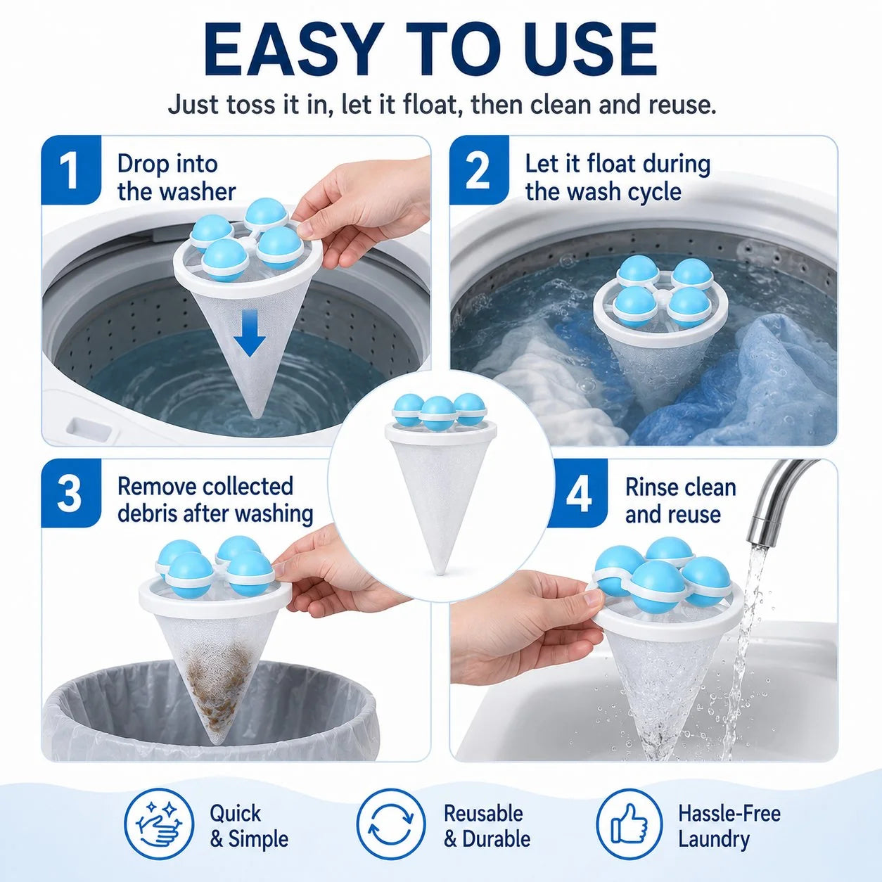 Pet-Friendly Floating Lint & Hair Catcher（3pcs） for Daily Pet Care