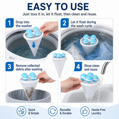 Pet-Friendly Floating Lint & Hair Catcher（3pcs） for Daily Pet Care