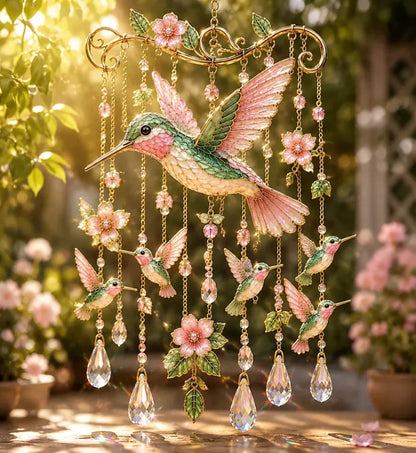 Outdoor-Ready Hummingbird Wind Chime for Garden Display
