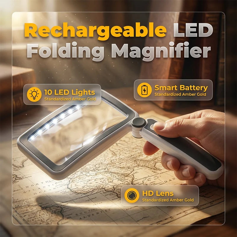 Illuminated 4X Foldable Reading Magnifier